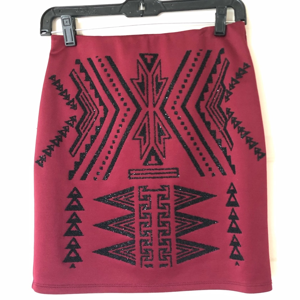 Charlotte Russe Burgundy Sequined Pencil Skirt